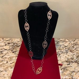 Silver Copper Abstract Long Necklace